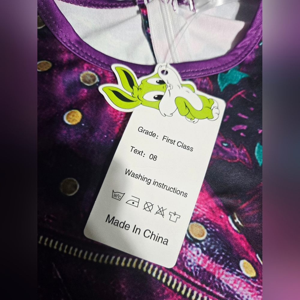 Descendants Mal Costume Little Girls 3D Printed Jumpsuit Party Dress Up 120 - Picture 7 of 10